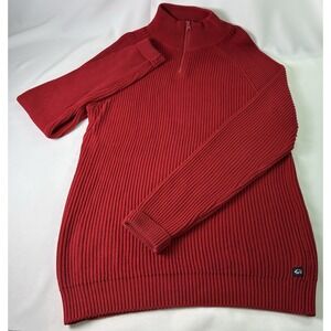 Buffalo by David‎ Bitton W-ADON Cotton Sweater 1/4 Zip Men's XL Red Cable Knit